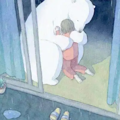 安奈治愈系插画女孩和北极熊卡通动漫头像我要个性网