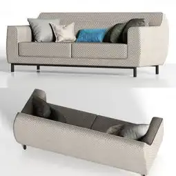 现代灰色布艺双人沙发3d模型