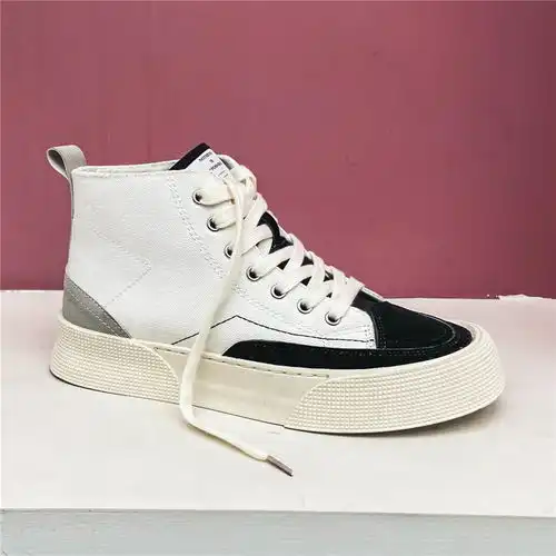 卓纪高帮帆布鞋男潮流百搭拼色韩版休闲男鞋子日系学生中帮男板鞋