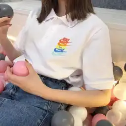 nike耐克polo衫彩虹色小钩子logo男女同款翻领t恤短袖情侣装