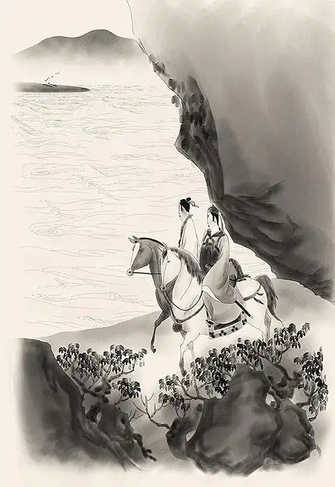 为磨铁图书绘制的黑白古风插图系列2何仙仙