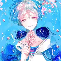 用手比心少女用手捧花男子