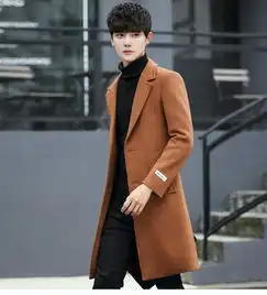 秋冬装男士中长款毛呢风衣外套潮流帅气呢子大衣男呢料外衣披风男