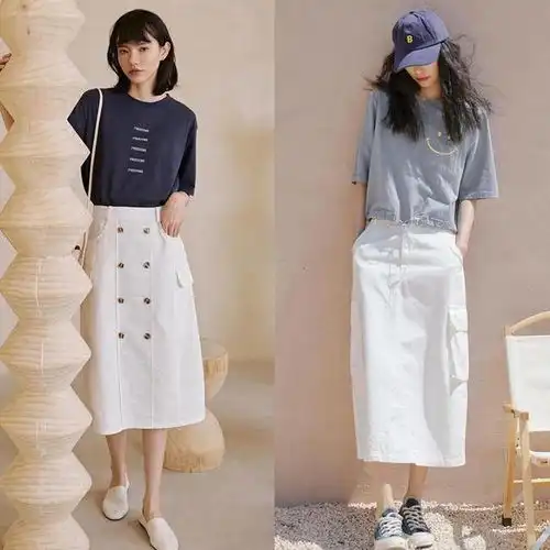 t恤半身裙永不过时的气质cp,照着穿轻松演绎优雅女人味
