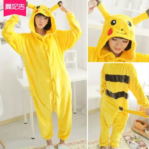 卡通睡衣女情侣成人连体皮丘可爱恐龙男家居服法兰绒秋冬猫韩版夫