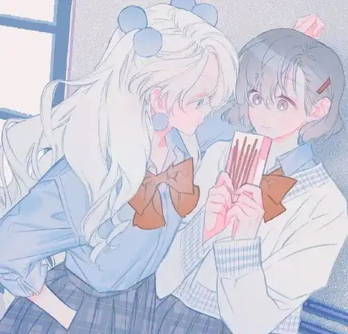 韩系插画哇,好漂亮的粉蓝色调红蓝出cp