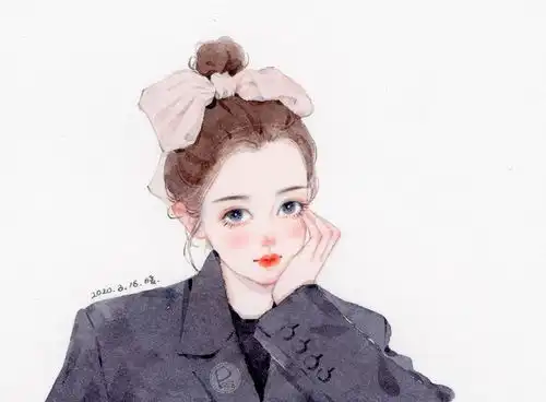 水彩少女手绘插画头像壁纸卡通水彩教程温柔女生