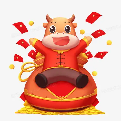 牛年插画风福袋红包卡通牛形象元素png图片素材下载卡通png熊猫办公