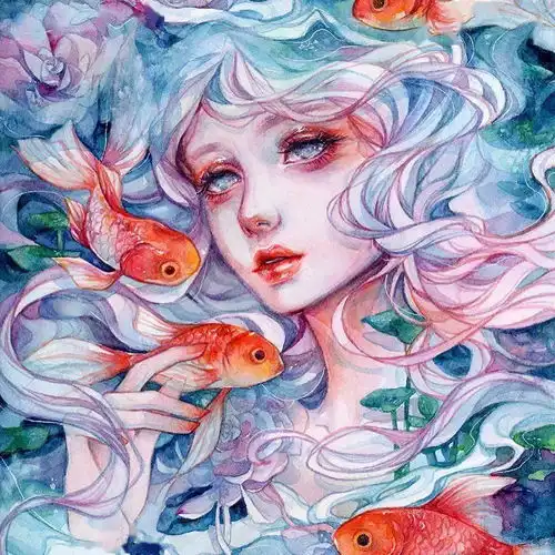水彩插画唯美水彩人物插画作品,画面美翻