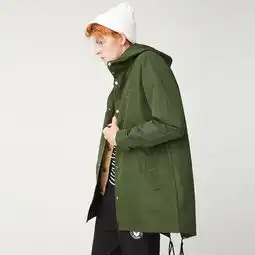 领券40元后285元佐丹奴bsx男夹克von头像印花外套男士长款束腰连帽外衣04078055