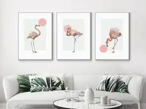 火烈鸟北欧三联小清新粉色系ins客厅挂画图片设计素材高清模板下载4.39mb小清新装饰画大全