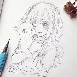 仙气满满的可爱女生动漫纯手绘线稿方便临摹收藏慢慢画值了