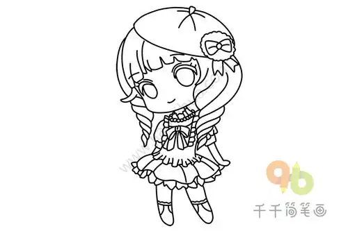 呆萌的动漫女孩简笔画