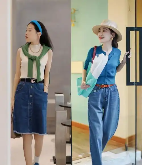 秋天告别路人感配色30的女性试试蓝色系穿搭,显白又减龄