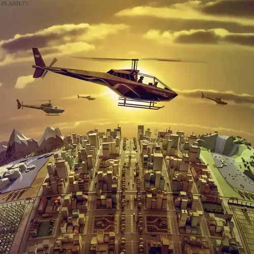 w0311飞过城市25002500px高清创意合成色彩暖色色系