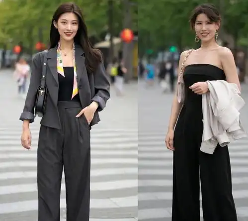 广州街拍女生真会穿,西服衬衫搭配阔腿裤简约时髦,慵懒随性
