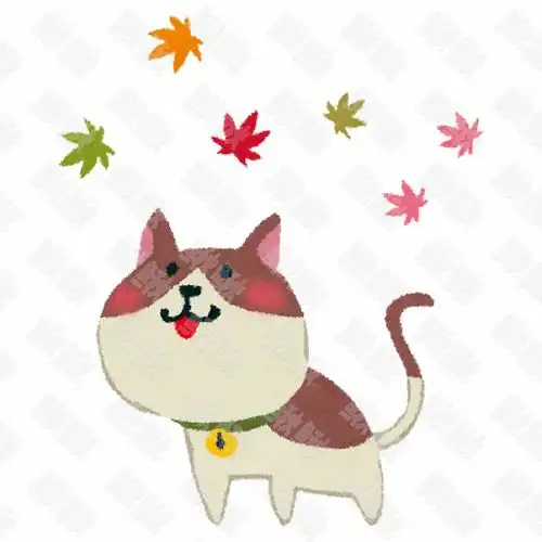 秋天看红叶落叶的小狗狗猫咪小猫手绘卡通插画手绘png儿童插画免扣素材1阿猫阿狗