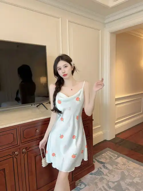 27个花型新款睡衣女纯欲风高级感荡领缎面吊带薄款睡裙