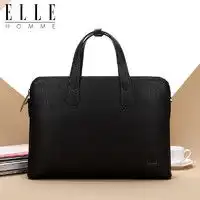 ellehomme商务公文包ellehomme男士商务公文包轻奢头层牛皮手提包大容量电脑包男包01812黑色多少钱
