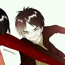 情头一男一女穿着黑色长袖,女的拉着男的红色围巾