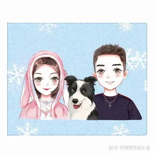 手绘人物手绘头像女生情侣手绘头像卡通呆萌一对手绘头像女可爱