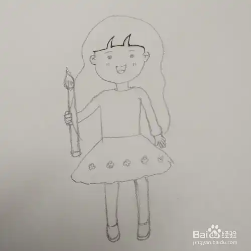 学画简笔画6q版小女孩小画家的画法