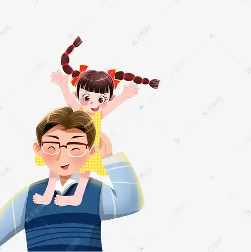 卡通爸爸背着女孩素材图片免费下载千库网