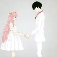 男的穿白衬衣女的穿白裙子动漫情侣头像