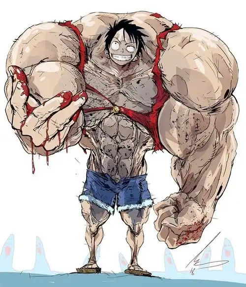 外国大神创作巨臂化动漫角色埼玉力大无穷,路飞肌肉超四档