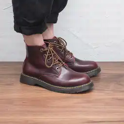 守根3844尺码配手工牛皮鞋垫护理套装男士红色擦色技术牛皮马丁短靴高帮鞋