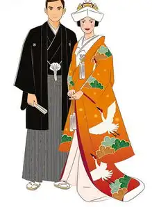 穿黑色和服的男子和白色和服的女子图片免费下载红动网