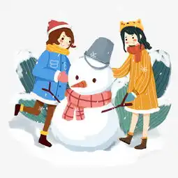 大学节气女孩们欢笑的堆雪人图片素材其他格式下载动漫人物大全