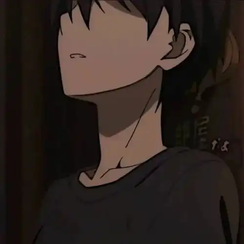 动漫男头微笑,挥手,再见,结束