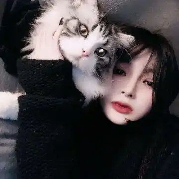 女头韩系高冷抱猫高冷女生抱猫头像