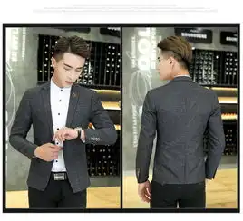 汤河之家2019春秋季新款男士西装外套韩版修身休闲男装时尚流行潮男小西服b