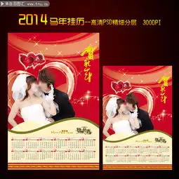个性情侣婚纱照模板2014年挂历素材