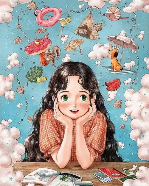 韩国插画家aeppol的森林女孩系列