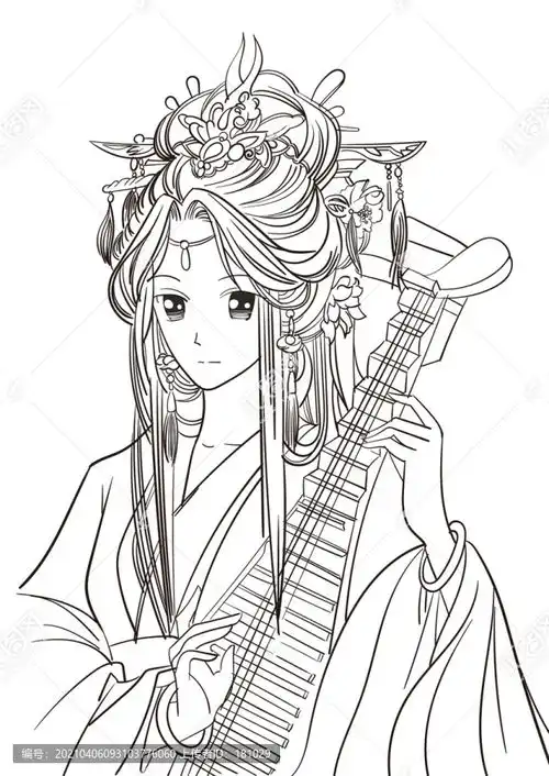 猫系少女简笔画古风美女