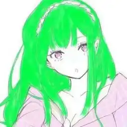 另类绿色头发的女生卡通头像