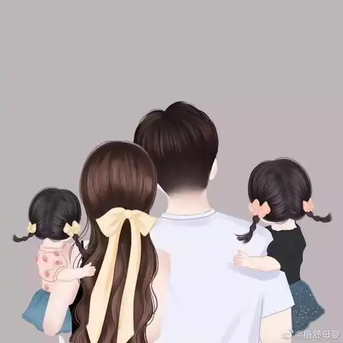 一家四口卡通图片头像贝
