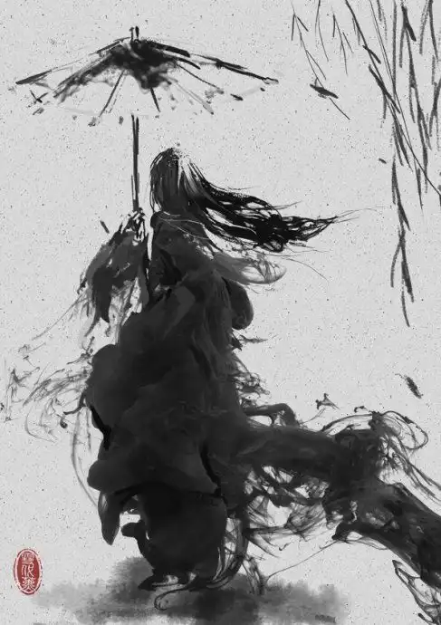 古风头像男水墨画