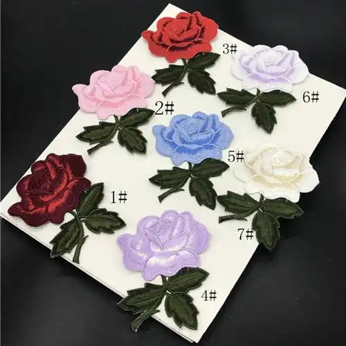 玫瑰刺绣布贴衣服补丁贴背胶修补洞刺绣背包装饰贴花