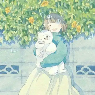 安奈治愈系插画女孩和北极熊卡通动漫头像我要个性网