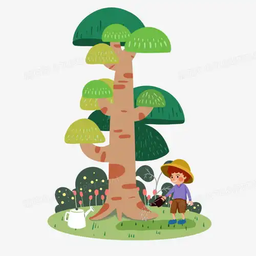 卡通手绘绿色植树节浇水插画png图片素材免费下载psd格式40004000像素熊猫办公