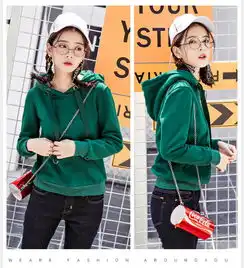 碧比诗红色卫衣女2018新款修身加绒厚连帽ins潮人短款超火套头冬款学生