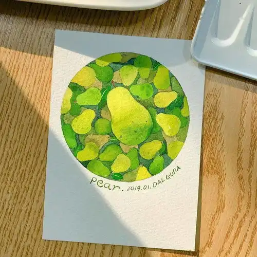 层叠平铺的水彩小物,清新治愈系水彩插画