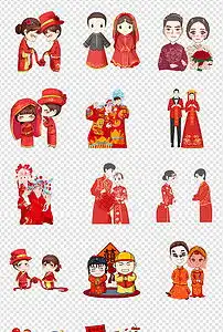新郎新娘中式婚礼结婚婚庆红色喜庆透明素材图片模板下载58.18mb动漫人物大全人物形象