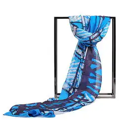 维维安.韦斯特伍德viviennewestwood女款长形蓝色系蓝色丝织格纹印染宽版卷边超薄女士围巾价格报价图片正品品牌