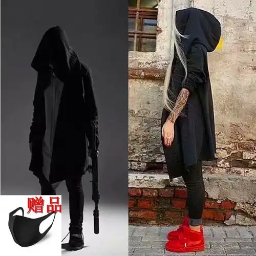 秋季中长款嘻哈刺客信条卫衣男暗黑系宽松连帽衫情侣风衣斗篷外套