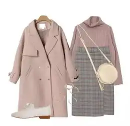 粉色大衣搭配甜美系女孩儿不可以错过的冬日穿搭